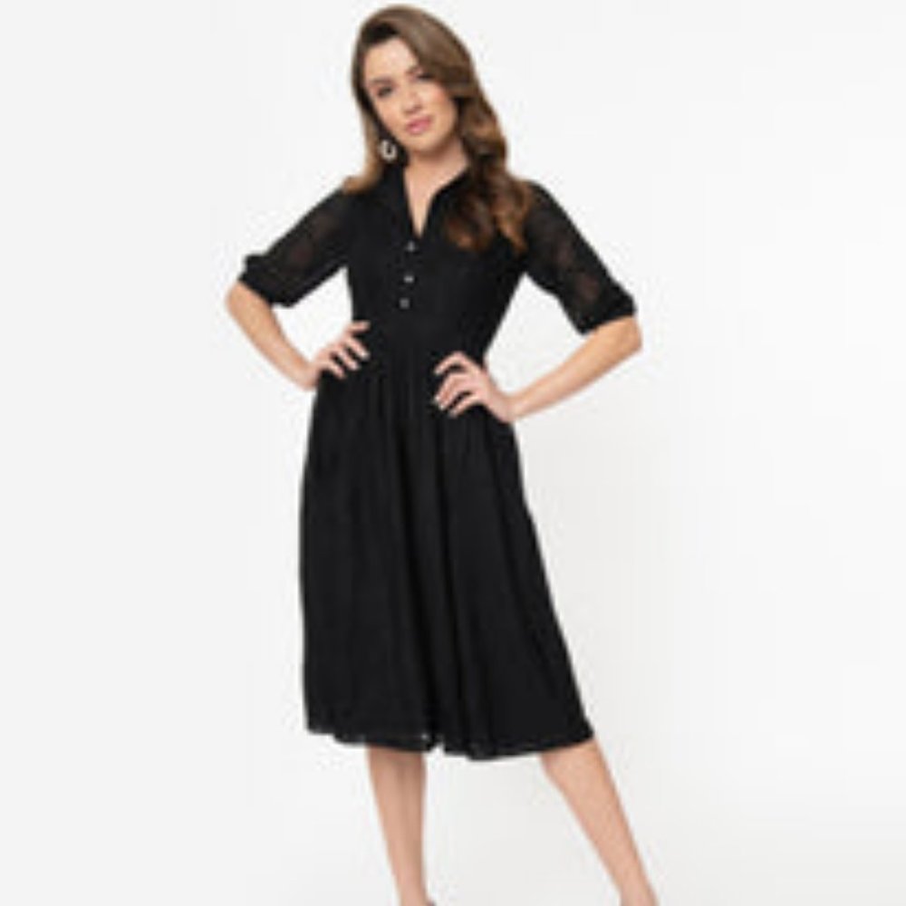 Unique Vintage Black Swing Dress